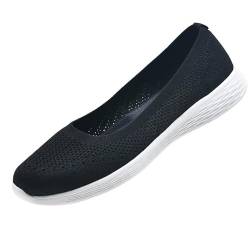 ZZS Damen Casual Slip on Walking Flache Schuhe-Leichte Low-Top Knit Loafer Sneaker Scarlet-Größe 39 EU von ZZS