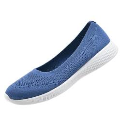 ZZS Damen Casual Slip on Walking Flache Schuhe-Leichte Low-Top Knit Loafer Sneaker Scarlet-Größe 40 EU von ZZS