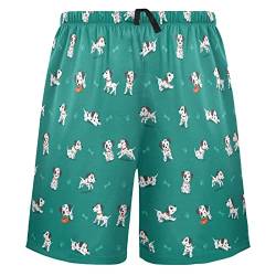 ZZXXB Dalmatiner-Schlafanzughose mit Hundepfotenabdruck, für Herren, weich, lässig, mit Taschen, S - XXL, grün, XL von ZZXXB
