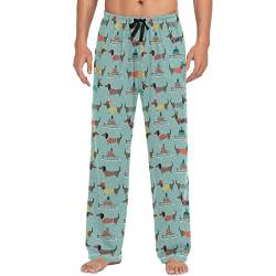 ZZXXB Dragon Dog Lama Pyjamahose für Herren Komfort Schlaf Lounge Hose gerade Passform mit Taschen S-XXL, Dackel, L von ZZXXB