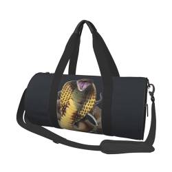 Cobra Reisetasche mit Schlangenmuster, mit Tasche und verstellbarem Riemen, große Sporttasche, modische Yoga-Tasche für Damen und Herren, Schwarz , Einheitsgröße von ZaKhs