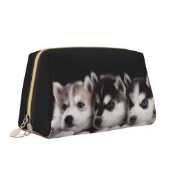 Husky Make-up-Tasche mit Hunde-Aufdruck, tragbar, vielseitig, Kulturbeutel, große Kapazität, Kosmetiktasche für Damen, weiß, Einheitsgröße, Kulturbeutel von ZaKhs