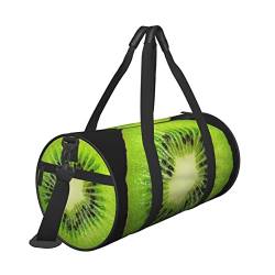 Kiwi Slice-Print Reisetasche mit Tasche und verstellbarem Riemen, große Turnbeutel, modische Yoga-Tasche für Damen und Herren, Schwarz , Einheitsgröße von ZaKhs