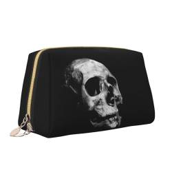 Make-up-Tasche mit gruseligem Totenkopf-Aufdruck, tragbar, vielseitig, Kulturbeutel, große Kapazität, Kosmetiktasche für Damen, weiß, Einheitsgröße, Kulturbeutel von ZaKhs