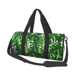 Monstera Deliciosa Reisetasche mit Bananen-Palmendruck, mit Tasche und verstellbarem Riemen, großer Turnbeutel, modische Yoga-Tasche für Damen und Herren, Schwarz , Einheitsgröße von ZaKhs