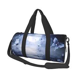 Moon Over Ocean Print Reisetasche mit Tasche und verstellbarem Riemen, große Turnbeutel, modische Yoga-Tasche für Damen und Herren, Schwarz , Einheitsgröße von ZaKhs