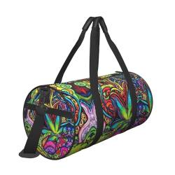 Multicolor Marihuana Leaf Weed Art Print Travel Duffel Bag with Pocket and Adjustable Strap Large Gym Bag Fashion Yoga Bag for Women Men, Schwarz , Einheitsgröße von ZaKhs