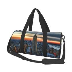 New York City Print Reisetasche mit Tasche und verstellbarem Riemen, großer Turnbeutel, modische Yogatasche für Damen und Herren, Schwarz , Einheitsgröße von ZaKhs