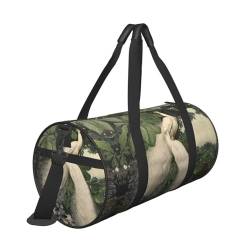 Reisetasche, Motiv: Pfauenmuster, mit Tasche und verstellbarem Riemen, groß, modisch, Yoga-Tasche für Damen und Herren, Weiß, Schwarz , Einheitsgröße von ZaKhs