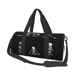 Reisetasche, Motiv: Totenkopf des Sports, mit Tasche und verstellbarem Riemen, große Sporttasche, modische Yoga-Tasche für Damen und Herren, Schwarz , Einheitsgröße von ZaKhs