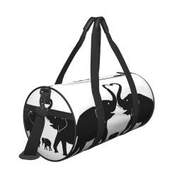 Reisetasche, Motiv: alter Elefant und junger Elefant, mit Tasche und verstellbarem Riemen, große Sporttasche, modische Yoga-Tasche für Damen und Herren, Schwarz , Einheitsgröße von ZaKhs