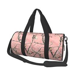 Reisetasche, Motiv: rosa Blätter, Camouflage-Druck, mit Tasche und verstellbarem Riemen, große Sporttasche, modische Yoga-Tasche für Damen und Herren, Schwarz , Einheitsgröße von ZaKhs