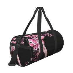 Reisetasche, Motiv: rosa Blumenschuhe, mit Tasche und verstellbarem Riemen, große Sporttasche, modische Yoga-Tasche für Damen und Herren, Schwarz , Einheitsgröße von ZaKhs