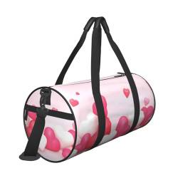 Reisetasche, mit Tasche und verstellbarem Riemen, groß, mit Herz-Aufdruck, für Damen und Herren, Rosa, Schwarz , Einheitsgröße von ZaKhs