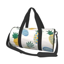 Reisetasche mit Ananas-Muster, mit Tasche und verstellbarem Riemen, große Sporttasche, modische Yoga-Tasche für Damen und Herren, Schwarz , Einheitsgröße von ZaKhs