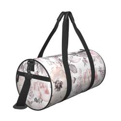 Reisetasche mit Aquarell-Blumenmuster und Tasche und verstellbarem Riemen, große Sporttasche, modische Yoga-Tasche für Damen und Herren, Schwarz , Einheitsgröße von ZaKhs
