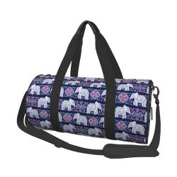 Reisetasche mit Elefanten-Motiv, mit Tasche und verstellbarem Riemen, groß, modische Yoga-Tasche für Damen und Herren, Violett, Schwarz , Einheitsgröße von ZaKhs