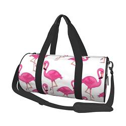 Reisetasche mit Flamingo-Druck, mit Tasche und verstellbarem Riemen, große Sporttasche, modische Yoga-Tasche für Damen und Herren, Rosa, Schwarz , Einheitsgröße von ZaKhs