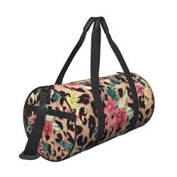 Reisetasche mit Leopardenmuster, mit Tasche und verstellbarem Riemen, große Sporttasche, modische Yoga-Tasche für Damen und Herren, Schwarz , Einheitsgröße von ZaKhs