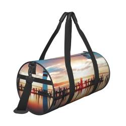 Reisetasche mit Leuchtturm-Druck, mit Tasche und verstellbarem Riemen, große Sporttasche, modische Yoga-Tasche für Damen und Herren, Schwarz , Einheitsgröße von ZaKhs
