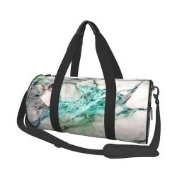 Reisetasche mit Marmor-Textur, mit Tasche und verstellbarem Riemen, große Sporttasche, modische Yoga-Tasche für Damen und Herren, Schwarz , Einheitsgröße von ZaKhs