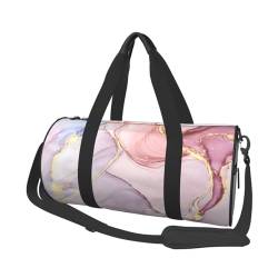 Reisetasche mit Marmordruck, mit Tasche und verstellbarem Riemen, groß, modische Yoga-Tasche für Damen und Herren, Lila und Gold, Schwarz , Einheitsgröße von ZaKhs