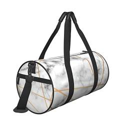 Reisetasche mit Marmoriertextur, mit Tasche und verstellbarem Riemen, große Sporttasche, modische Yoga-Tasche für Damen und Herren, Schwarz , Einheitsgröße von ZaKhs