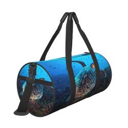 Reisetasche mit Meeresschildkrötenmuster, mit Tasche und verstellbarem Riemen, große Sporttasche, modische Yoga-Tasche für Damen und Herren, Schwarz , Einheitsgröße von ZaKhs
