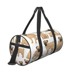 Reisetasche mit Mops-Motiv, mit Tasche und verstellbarem Riemen, große Sporttasche, modische Yoga-Tasche für Damen und Herren, Schwarz , Einheitsgröße von ZaKhs