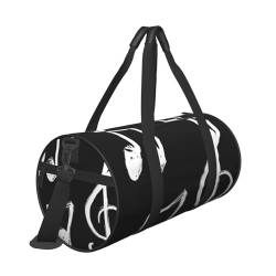 Reisetasche mit Musiknoten-Druck, mit Tasche und verstellbarem Riemen, große Sporttasche, modische Yoga-Tasche für Damen und Herren, Schwarz , Einheitsgröße von ZaKhs