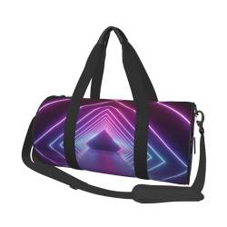 Reisetasche mit Neonlichtern, Tunneldruck, mit Tasche und verstellbarem Riemen, große Sporttasche, modische Yoga-Tasche für Damen und Herren, Schwarz , Einheitsgröße von ZaKhs