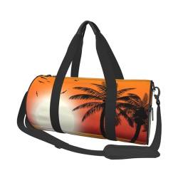 Reisetasche mit Palme am Strand, mit Tasche und verstellbarem Riemen, große Sporttasche, modische Yoga-Tasche für Damen und Herren, Schwarz , Einheitsgröße von ZaKhs