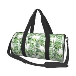Reisetasche mit Palmen-Druck, mit Tasche und verstellbarem Riemen, große Sporttasche, modische Yoga-Tasche für Damen und Herren, Schwarz , Einheitsgröße von ZaKhs