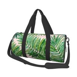Reisetasche mit Palmenblättern, mit Tasche und verstellbarem Riemen, große Sporttasche, modische Yoga-Tasche für Damen und Herren, Schwarz , Einheitsgröße von ZaKhs