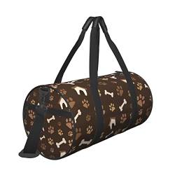 Reisetasche mit Pfoten- und Hüttenmuster, mit Tasche und verstellbarem Riemen, große Sporttasche, modische Yoga-Tasche für Damen und Herren, Schwarz , Einheitsgröße von ZaKhs