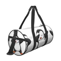 Reisetasche mit Pinguin-Aufdruck, mit Tasche und verstellbarem Riemen, große Sporttasche, modische Yoga-Tasche für Damen und Herren, Schwarz , Einheitsgröße von ZaKhs