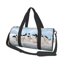 Reisetasche mit Pinguin-Druck, mit Tasche und verstellbarem Riemen, große Sporttasche, modische Yoga-Tasche für Damen und Herren, Schwarz , Einheitsgröße von ZaKhs