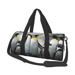 Reisetasche mit Pinguin-Familien-Druck, mit Tasche und verstellbarem Riemen, großer Turnbeutel, modische Yoga-Tasche für Damen und Herren, Schwarz , Einheitsgröße von ZaKhs