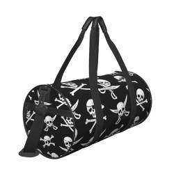 Reisetasche mit Piraten-Motiv, mit Tasche und verstellbarem Riemen, große Sporttasche, modische Yoga-Tasche für Damen und Herren, Schwarz , Einheitsgröße von ZaKhs