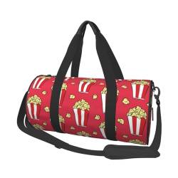 Reisetasche mit Popcorn-Aufdruck, mit Tasche und verstellbarem Riemen, große Sporttasche, modische Yoga-Tasche für Damen und Herren, Schwarz , Einheitsgröße von ZaKhs