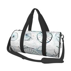 Reisetasche mit Retro-Fahrradaufdruck, mit Tasche und verstellbarem Riemen, großer Turnbeutel, modische Yoga-Tasche für Damen und Herren, Schwarz , Einheitsgröße von ZaKhs