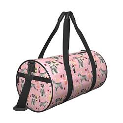 Reisetasche mit Schnauzer-Druck, mit Tasche und verstellbarem Riemen, großer Turnbeutel, modische Yoga-Tasche für Damen und Herren, Schwarz , Einheitsgröße von ZaKhs