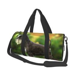Reisetasche mit Schnauzer-Hunde-Aufdruck, mit Tasche und verstellbarem Riemen, große Sporttasche, modische Yoga-Tasche für Damen und Herren, Schwarz , Einheitsgröße von ZaKhs