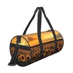 Reisetasche mit Sonnenblumen-Druck, mit Tasche und verstellbarem Riemen, große Sporttasche, modische Yoga-Tasche für Damen und Herren, Schwarz , Einheitsgröße von ZaKhs
