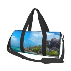 Reisetasche mit Strandmotiv und Tasche und verstellbarem Riemen, große Sporttasche, modische Yoga-Tasche für Damen und Herren, Schwarz , Einheitsgröße von ZaKhs