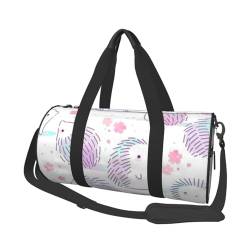 Reisetasche mit Tasche und verstellbarem Riemen, groß, mit Igel-Druck, modische Yoga-Tasche für Damen und Herren, Rosa, Schwarz , Einheitsgröße von ZaKhs