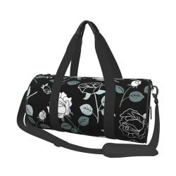 Reisetasche mit Tasche und verstellbarem Riemen, große Sporttasche, modische Yoga-Tasche für Damen und Herren, Schwarz , Einheitsgröße von ZaKhs