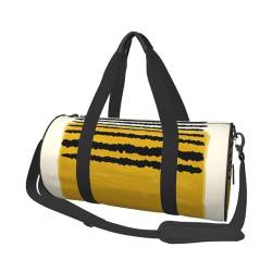 Reisetasche mit Tasche und verstellbarem Riemen, senfgelbe Linien, große Sporttasche, modische Yoga-Tasche für Damen und Herren, Schwarz , Einheitsgröße von ZaKhs