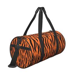 Reisetasche mit Tigerstreifen, orangefarbenem Muster, mit Tasche und verstellbarem Riemen, große Sporttasche, modische Yoga-Tasche für Damen und Herren, Schwarz , Einheitsgröße von ZaKhs