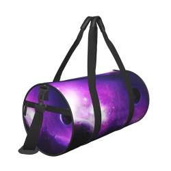 Reisetasche mit Weltraumplaneten-Druck, mit Tasche und verstellbarem Riemen, große Sporttasche, modische Yoga-Tasche für Damen und Herren, Schwarz , Einheitsgröße von ZaKhs